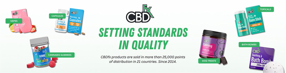 cbdFX CBD gummies, tinctures, topicals, and hemp-derived wellness products.