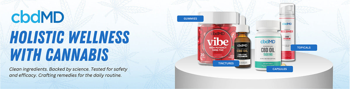 cbdMD CBD gummies, tinctures, topicals, and hemp-derived wellness products.