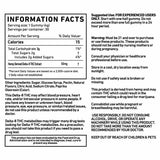 Cannabis Life Mango Haze gummies information panel showing 50mg Delta-8 THC per gummy, ingredients, and warnings.