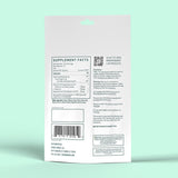 Back of Green Roads Stress Aways 10-count pouch showing supplement facts, ingredients, warnings, and a lab results QR code.