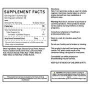 Green Roads Extra Strength Relax Berries supplement facts panel showing serving size, ingredients, directions, and warnings.