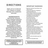 Green Roads Advanced Relief CBD roll-on information panel showing application directions, ingredients, and safety warnings.
