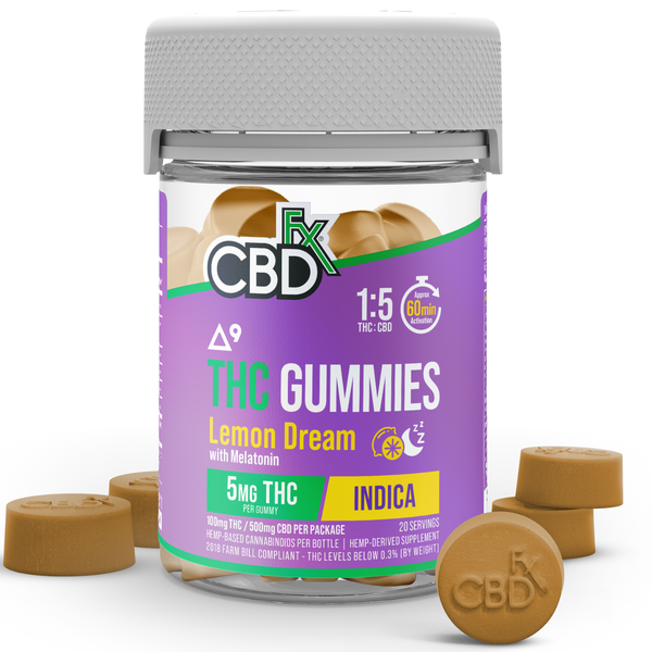 CBDfx Delta-9 THC & Melatonin Gummies Lemon Dream 5mg THC + 25mg CBD