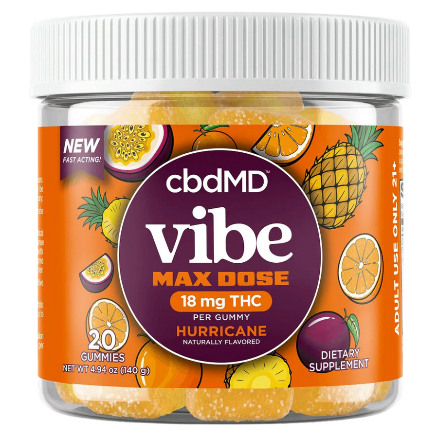 cbdMD | Delta-9 THC Gummies Max Dose Hurricane | 18mg – 20 Count