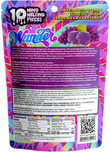 Back of Grape Mushroom Gummies with Kava package displaying ingredient list, dosage information, and nutritional details