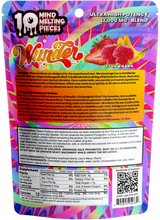 Back of High Potency Strawnana Mushroom Gummies package displaying ingredient list, dosage information, and nutritional details