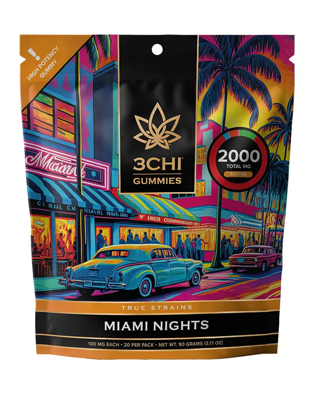 3CHI | True Strains High Potency Gummies Miami Nights | 2000mg – 20ct – Gummy Miaminights 633X800