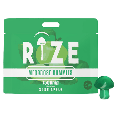 Rize | Sour Apple Mushroom Gummies | Megadose 7500mg - 15ct