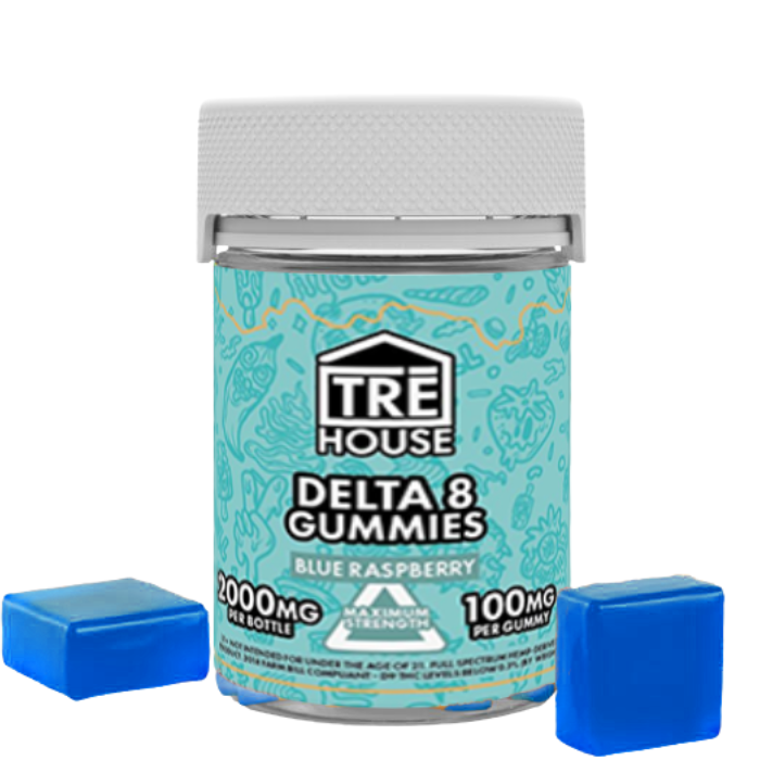 Front of 100mg Delta 8 Gummies package with bold design