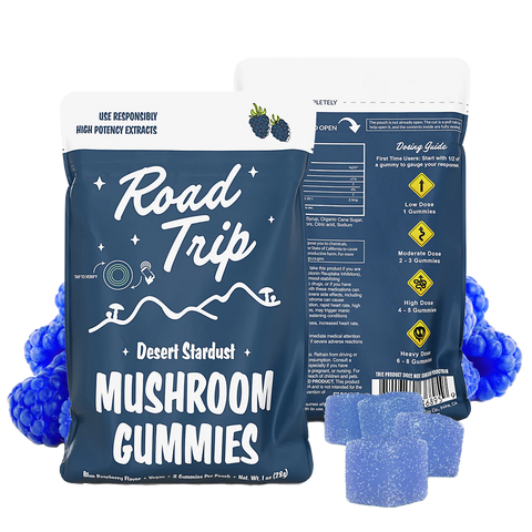 Road Trip | Blue Raspberry Mushroom Gummies  | Desert Stardust - High Potency Extract - 8ct