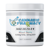 Cannabis Pharmacy Heavyweight Delta8 Max Gummies 30 count - Mixed Berry flavor with 250mg Delta 8, 50mg CBD, and 1mg THCP