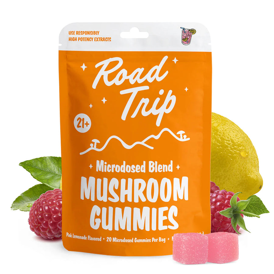 Road Trip | Microdosed Pink Lemonade Mushroom Gummies | Functional Mushrooms – Micro Dose – 20ct – Pouch Main