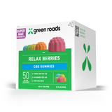Front of Green Roads 50mg CBD Gummies package with calming design