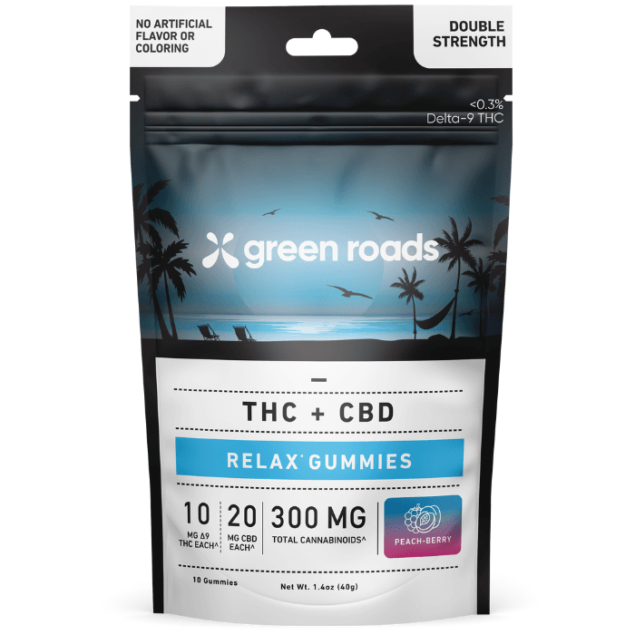 Green Roads Delta-9 THC Gummies Peach Berry 10mg THC + 20mg CBD - 10ct Peach Berry