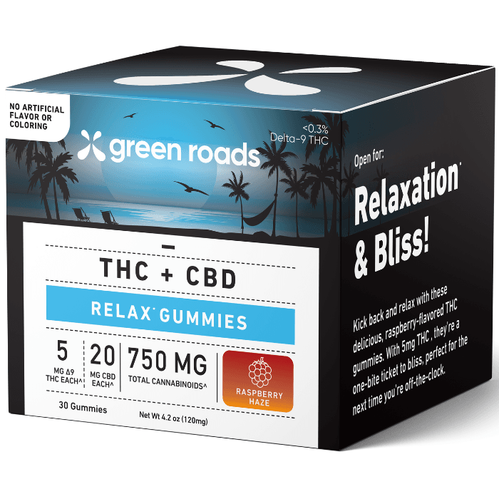 Green Roads Delta-9 THC Gummies Raspberry Haze 5mg THC + 20mg CBD - 30ct Raspberry Haze