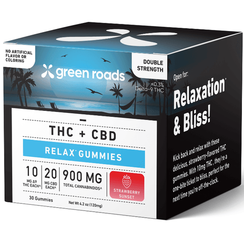 Green Roads | Delta-9 THC Gummies Strawberry Sunset | 10mg THC + 20mg CBD - 30ct