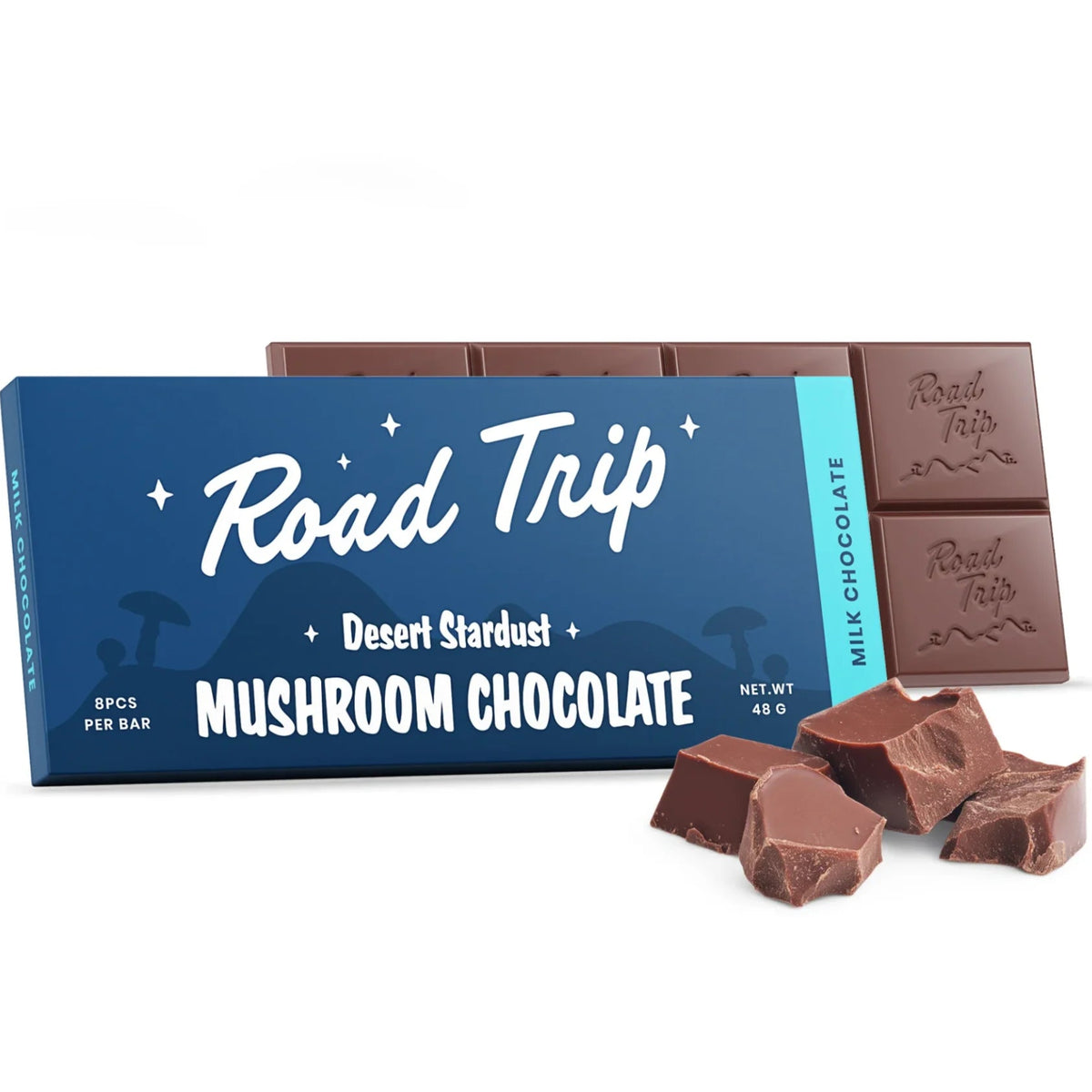Desert Stardust Mushroom Chocolate Bar - 8ct Squares Milk Chocolate