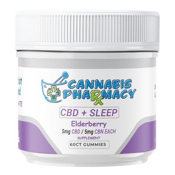 Cannabis Pharmacy Sleep Light Gummies 60 count - Elderberry flavor with 5mg CBN, 5mg CBD, and 2.5mg Melatonin