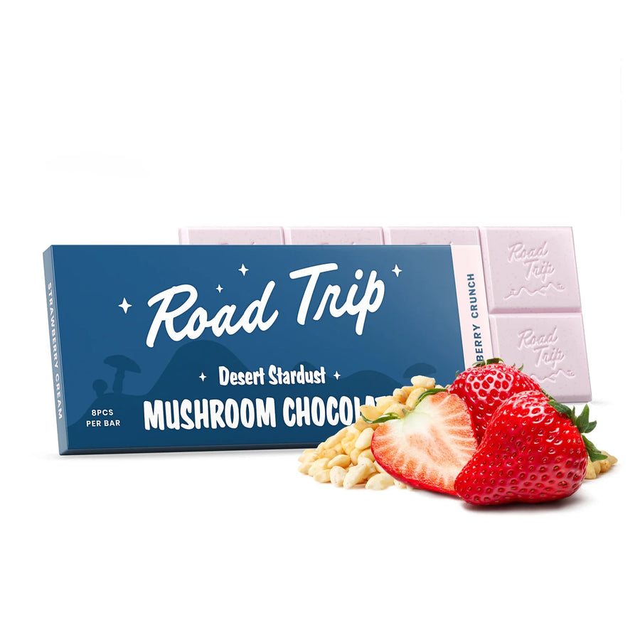 Road Trip | Strawberry Crunch Mushroom Chocolate Bar | Desert Stardust – High Potency – 8ct Squares –...
