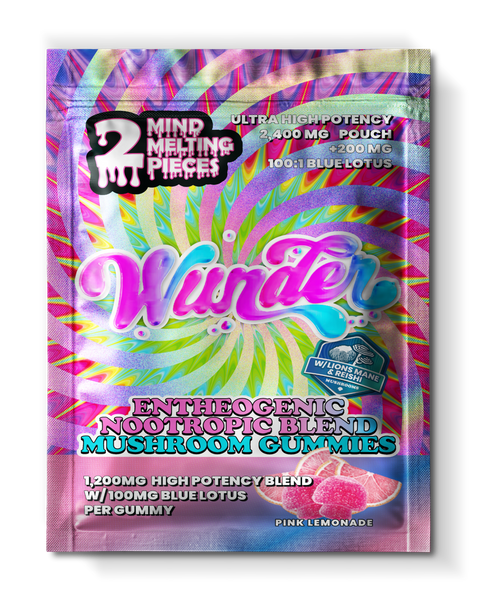 Wunder | Pink Lemonade Mushroom Gummies with Blue Lotus | 1200mg Entheogenic Extract + 100mg Blue Lotus - 2ct Sample Pack