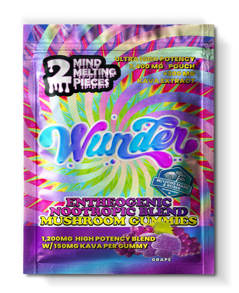 Wunder | Grape Mushroom Gummies with Kava | 1200mg Entheogenic Extract + 150mg Kava - 2ct Sample Pack