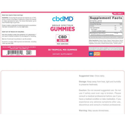 cbdMD | CBD Gummies Tropical Mix | 1500mg – 30 Count – Gummy Ingredient Lable