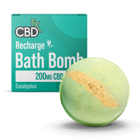 CBDfx | CBD Bath Bomb - Recharge | 200mg Eucalyptus Bath Bomb