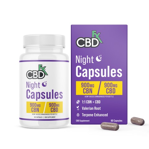 CBDfx | CBD Capsules - Night | 900mg CBD + 900mg CBN - 60ct