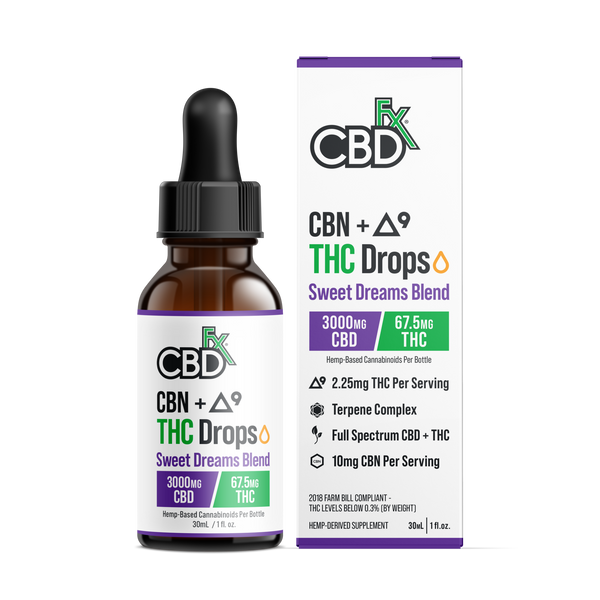 Image Showing the CBDfx Sleep THC Tincture 67.5mg THC and 3000mg CBD.