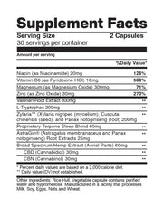 CBDfx | CBD Capsules – Night | 900mg CBD + 900mg CBN – 60ct – 1To1 Supp Facts