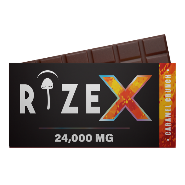 Rize | Caramel Crunch Mushroom Chocolate Bar | Megasdose 24g Bar
