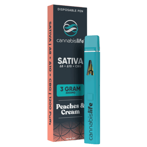 Cannabis Life | Peaches N’ Cream THC Vape Pen | 3g Hybrid - Delta 8 THC Disposable Vape