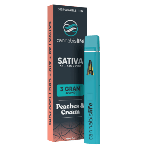 Cannabis Life | Peaches N’ Cream THC Vape Pen | 3g Hybrid – Delta 8 THC Disposable Vape
