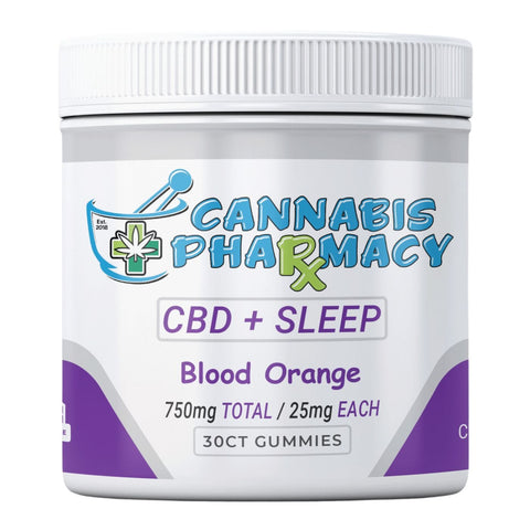 Cannabis Pharmacy CBD Sleep Gummies | 10mg CBD + 10mg CBN + 5mg Melatonin - Blood Orange - 30ct