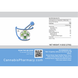 Back label of Maui Mango Passion 10mg Delta 9 THC gummies 30 count by Cannabis Pharmacy