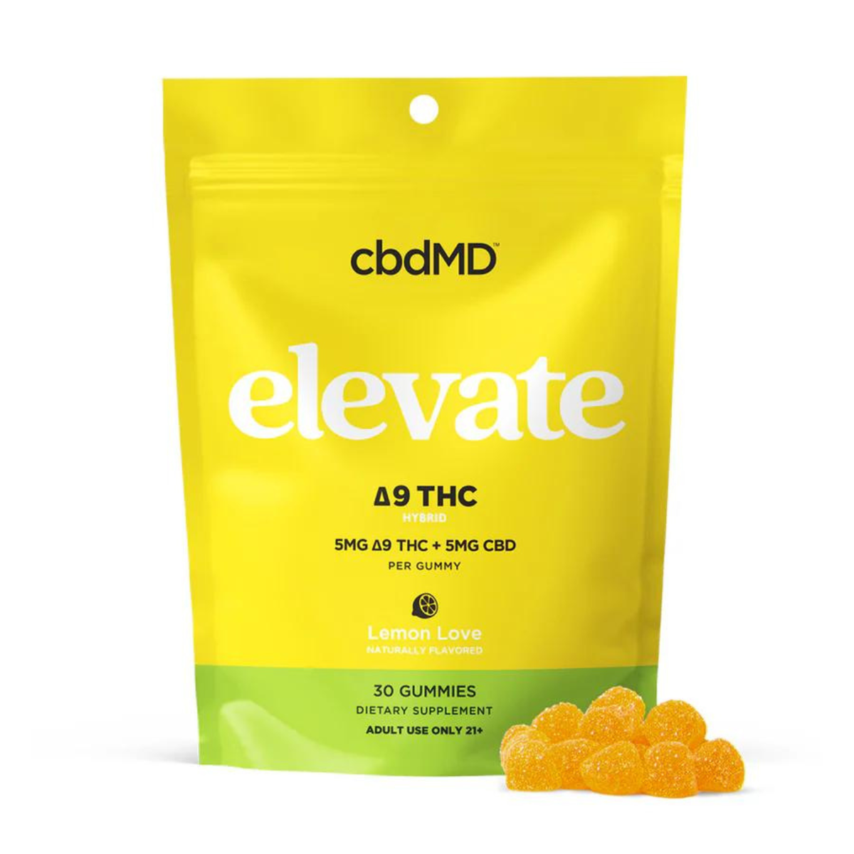 cbdMD Delta-9 THC Gummies 5mg THC + 5mg CBD - 30ct Elevate