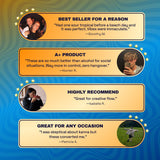 Four customer testimonials about Ferris Wheel Sour Tropical gummies, discussing beach days, socializing, and creativity.