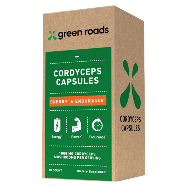 Green Roads | Nootropic Mushrooms Energy & Endurance Capsules | 500mg – 60 Count – Mushroom Caps