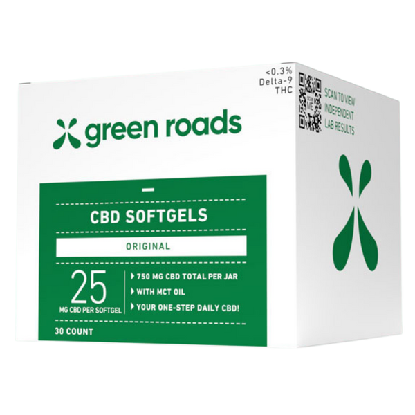Green Roads | CBD Capsules | 25mg-30 Count – Softgels