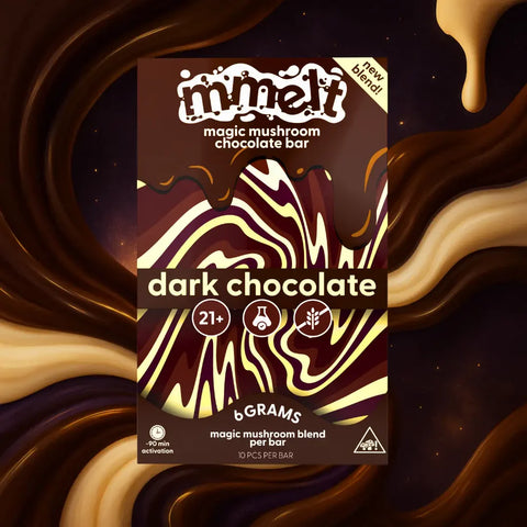 Mmelts | Dark Chocolate Mushroom Chocolate Bar | 6G