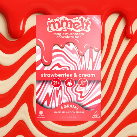 Mmelts | Strawberries & Cream Mushroom Chocolate Bar | 6G