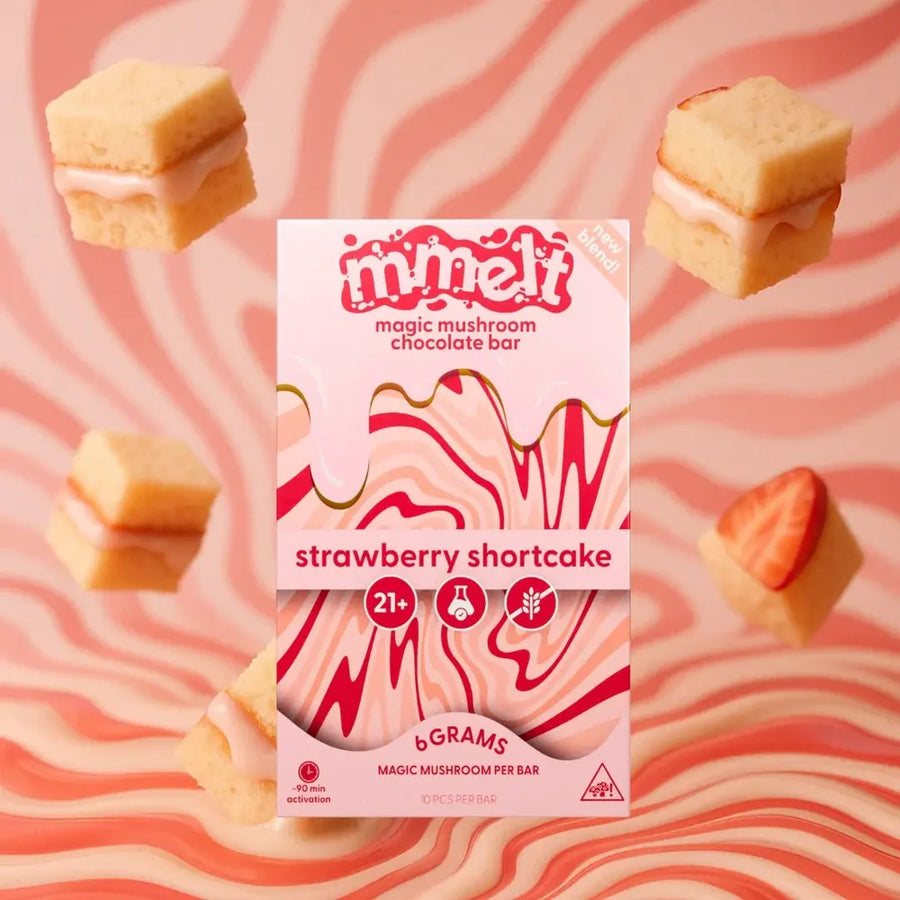 Mmelts | Strawberry Shortcake Mushroom Chocolate Bar | 6G – front view