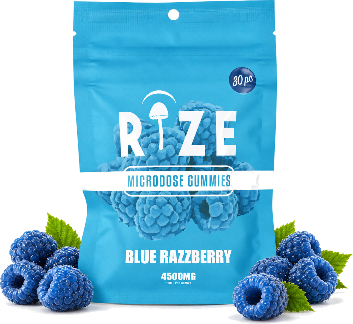 Mushroom Gummies Microdose 4500mg - 30ct Blue Razzberry