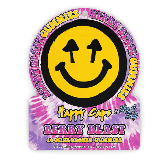 Happy Caps x Road Trip | Berry Blast Microdose Mushroom Gummies | 14ct – Pouch Berryw