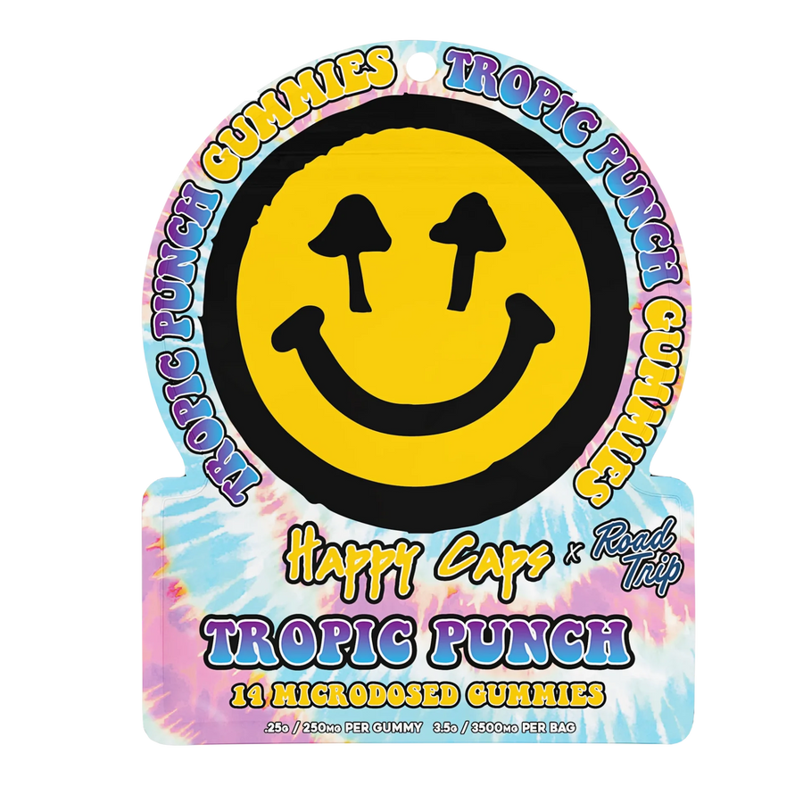 Happy Caps x Road Trip | Tropic Punch Microdose Mushroom Gummies | 14ct – Pouch Tropiccl