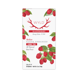 Front-facing image of Wyld Raspberry THC Gummies 30-count box with botanical raspberry illustrations and red branding text emphasizing 10mg THC per gummy