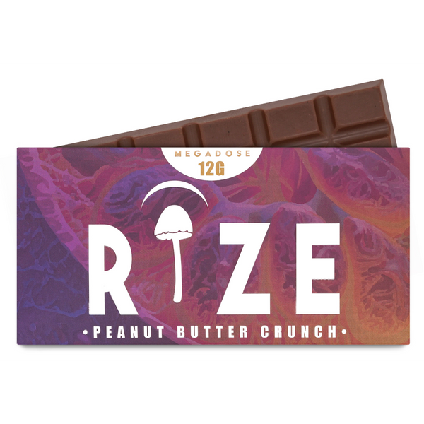 Rize | Caramel Crunch Mushroom Chocolate Bar | Megasdose 12g Bar – Peanut Butter