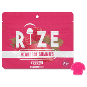 Rize | Wild Strawberry Mushroom Gummies | Megadose 7500mg – 15ct – Sour Tropical