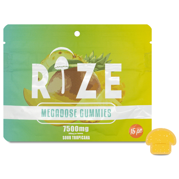 Rize | Sour Tropicana Mushroom Gummies | Megadose 7500mg – 15ct – Tropical