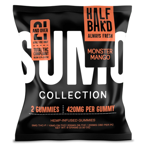 Half Bak'd | Monster Mango Sumo Gummies | High Potency - 420mg - 2ct Sample Pack